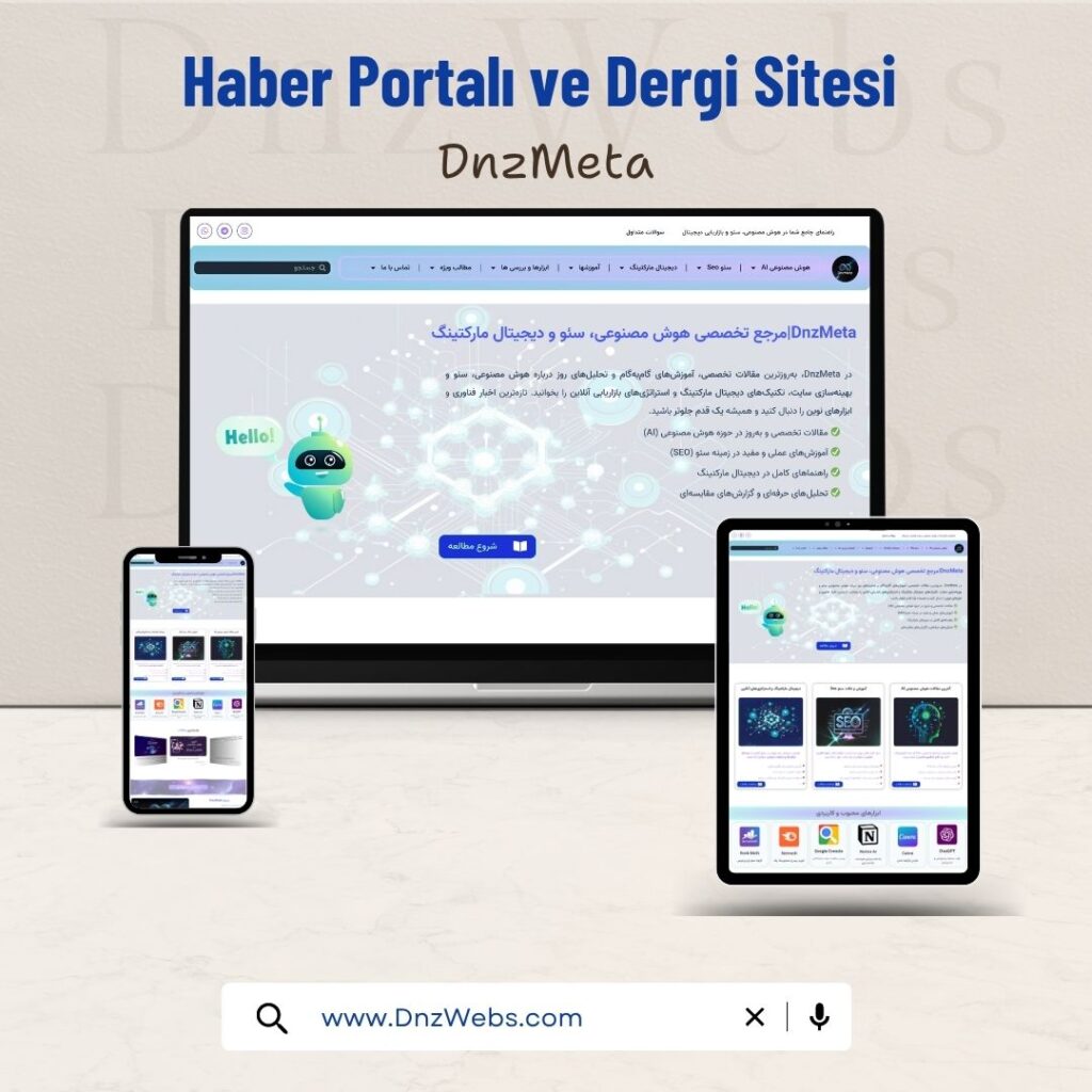 DnzWebs Portfolyosu: DnzMeta için Dergi / Haber sitesi tasarımı - Duyarlı Görünüm