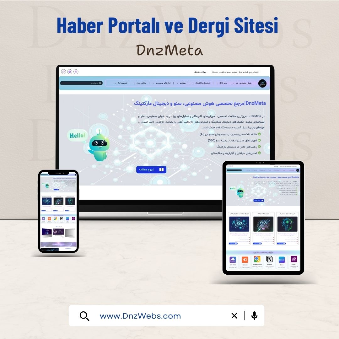 DnzWebs Portfolyosu: DnzMeta için Dergi / Haber sitesi tasarımı - Duyarlı Görünüm