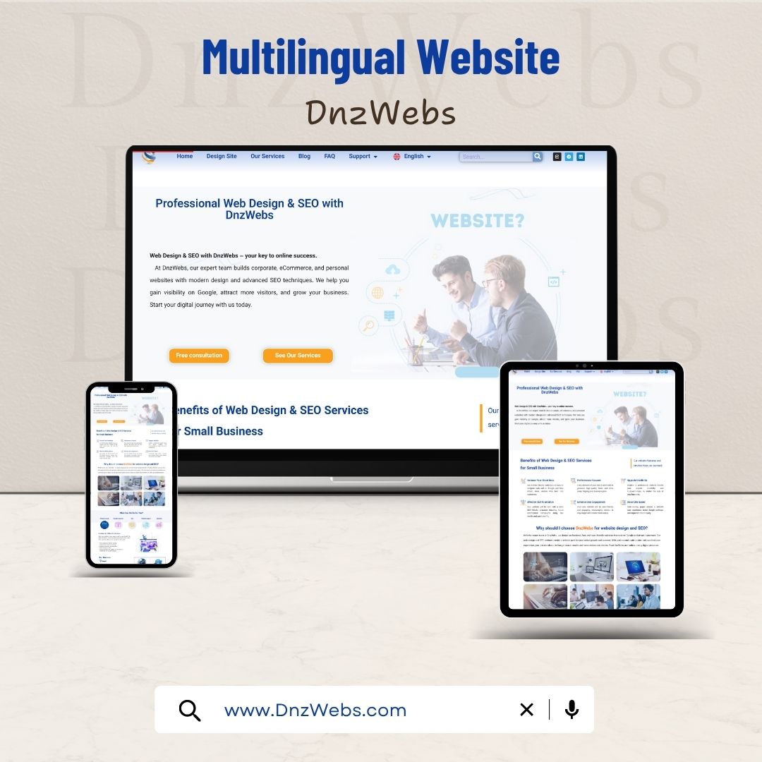 DnzWebs Portfolio: Multilingual website design for DnzWebs - Responsive Display