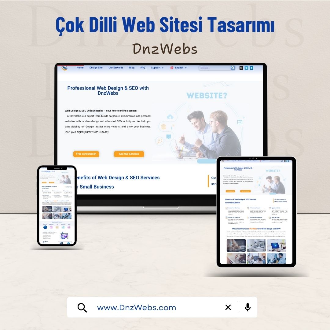 DnzWebs Portfolyosu: DnzWebs için çok dilli web sitesi tasarımı - Duyarlı Görünüm